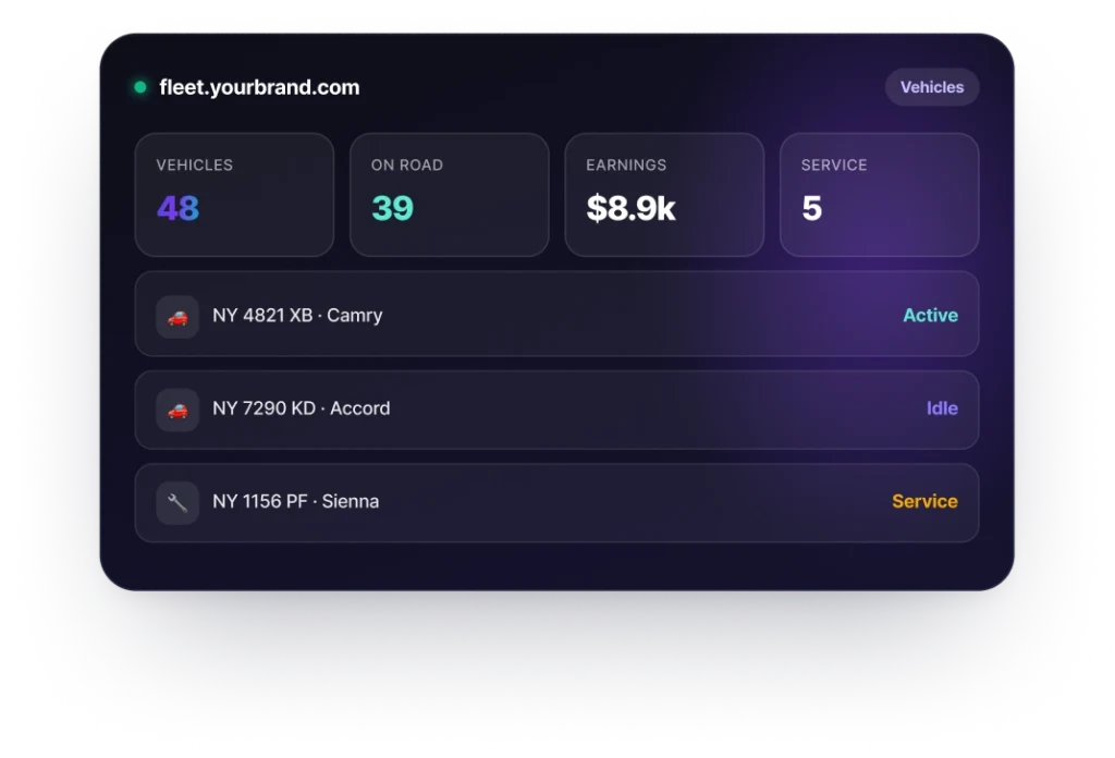Uber Clone fleet owner dashboard for vehicle registration and driver assignment