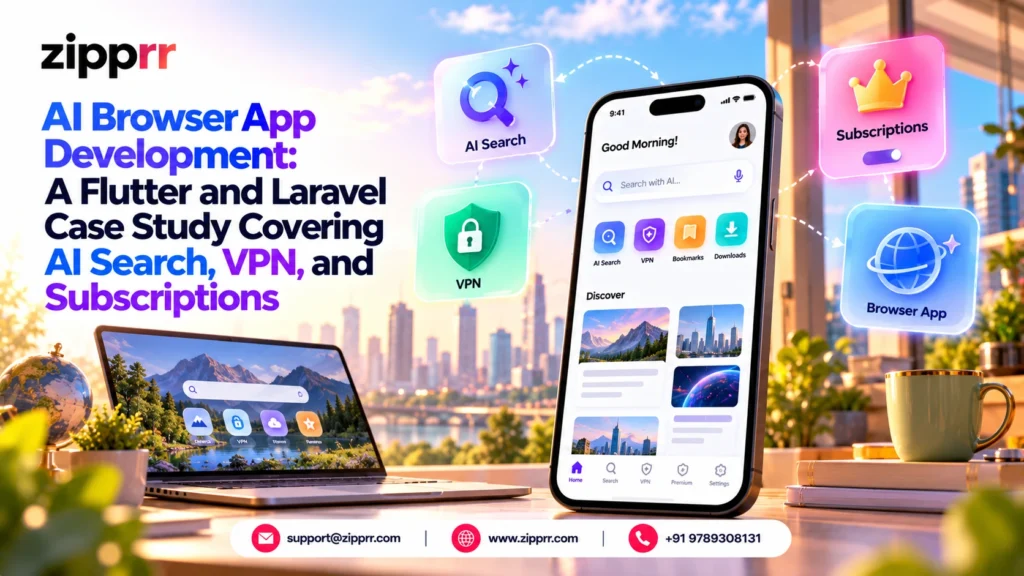 here the next banner context : AI Browser App Development: A Flutter and Laravel Case Study Covering AI Search, VPN, and Subscriptions